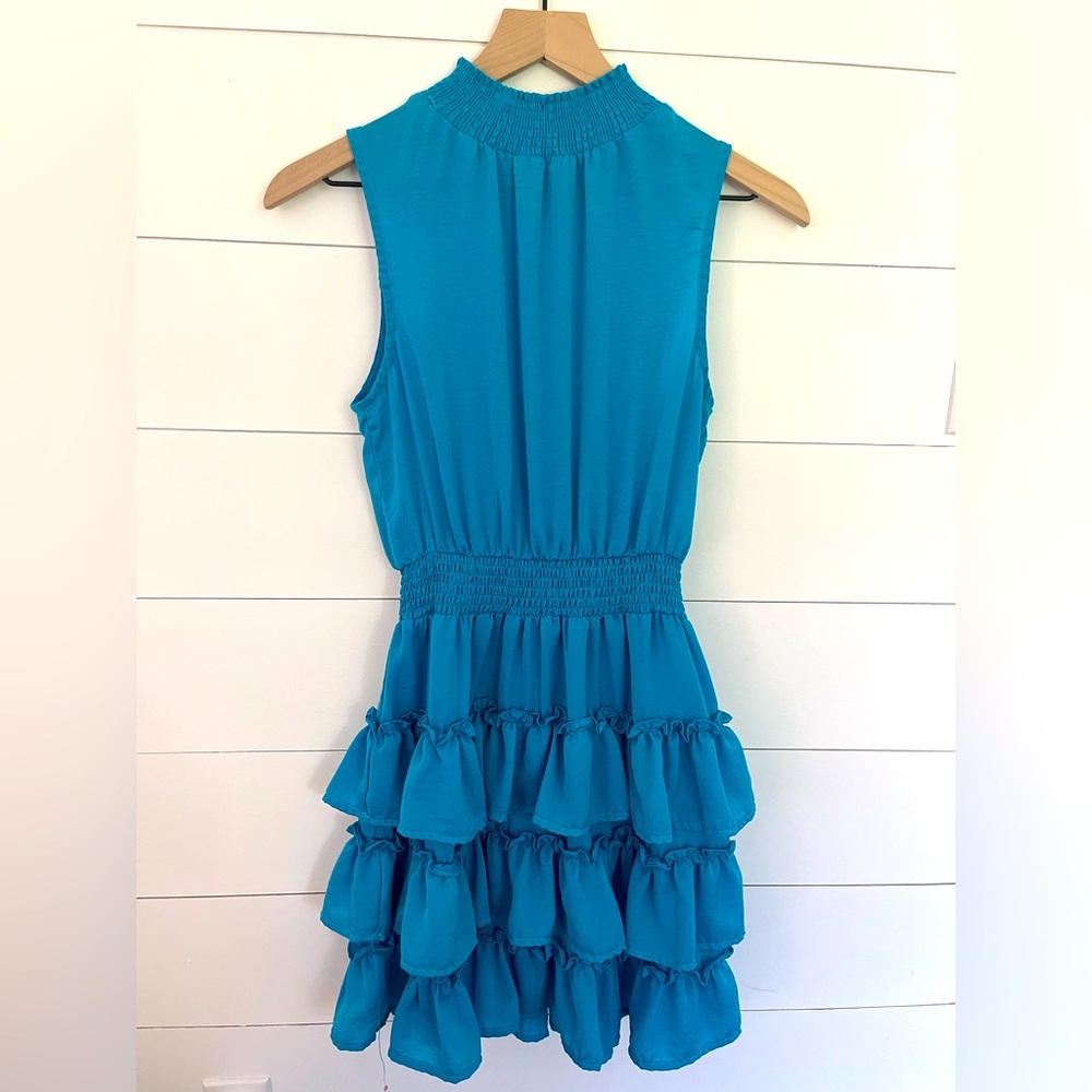 Woman’s Size Small Glam Turquoise Smocked Dress